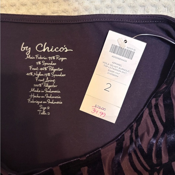 Chico's Women's Plum Long Sleeve Blouse - Picture 3 of 3